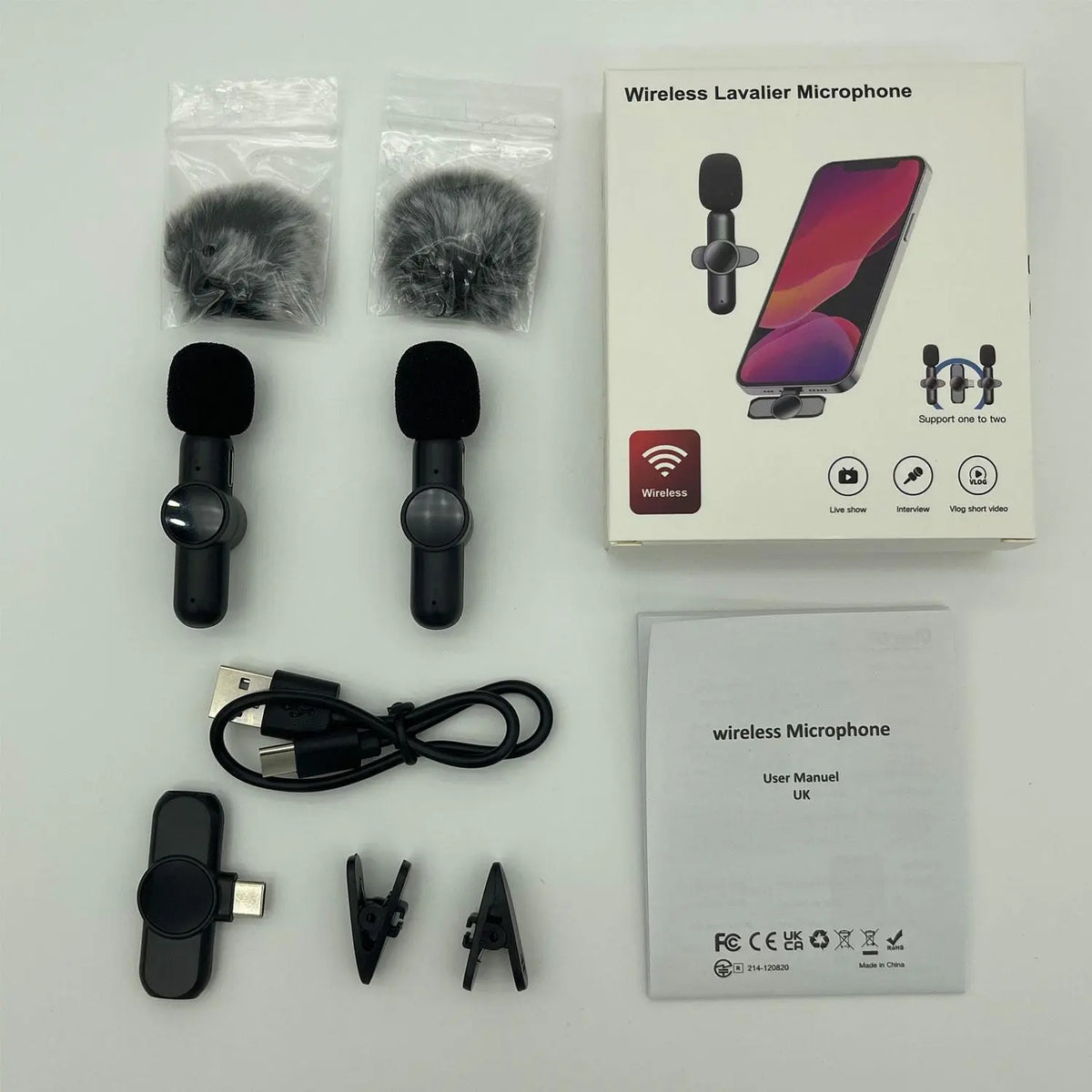Portable Wireless Lavalier Microphone, 1 Set Professional Wireless Collar Clip Mic for Iphone & Android Phone, Plug-Play Lapel Mic for Video Recording, Teaching, Interviews, Podcast, Tiktok & Vlog, Gift
