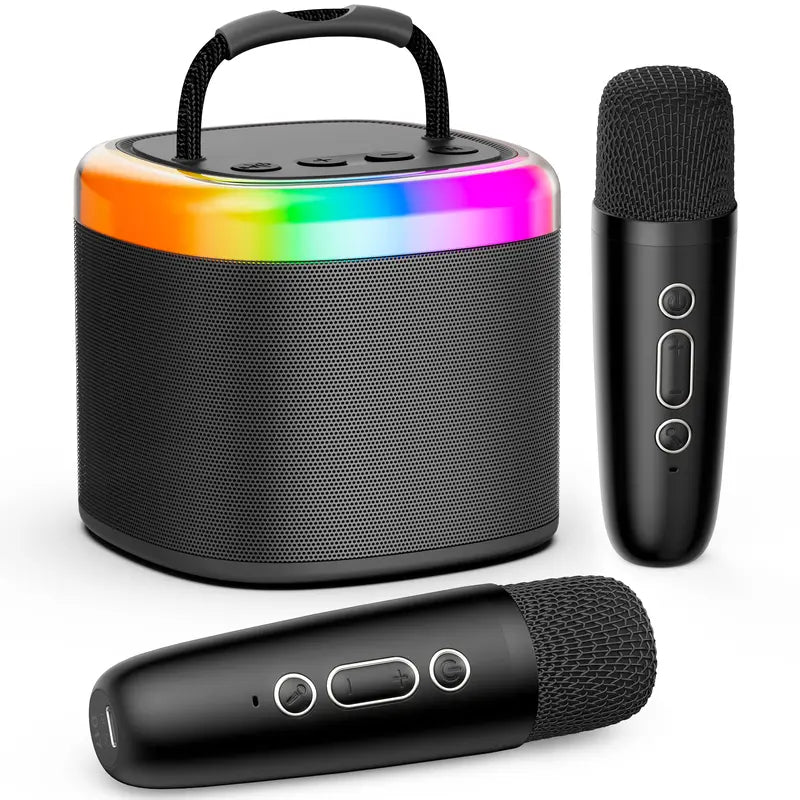 [100% Original] JYX D17 Mini Karaoke Machine Bluetooth Speaker with Wireless Microphones, Powerful Bass & RGB Lights | Portable KTV System for Summer Outdoor Parties, Family Fun & Gifts for Men and Women Mothersdaygift Summerwins Dealsforyoudays Tiktoksho