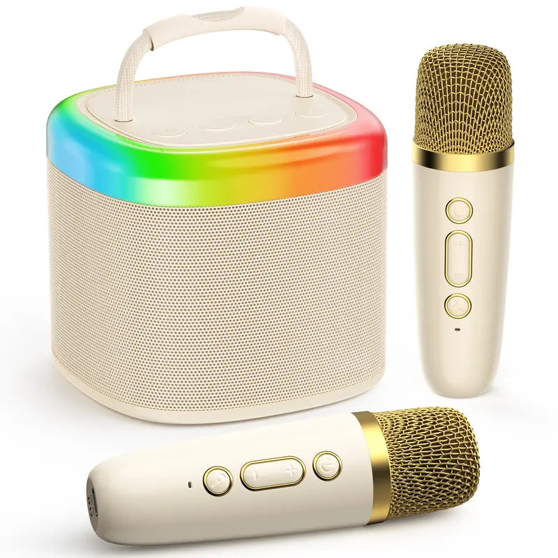 [100% Original] JYX D17 Mini Karaoke Machine Bluetooth Speaker with Wireless Microphones, Powerful Bass & RGB Lights | Portable KTV System for Summer Outdoor Parties, Family Fun & Gifts for Men and Women Mothersdaygift Summerwins Dealsforyoudays Tiktoksho