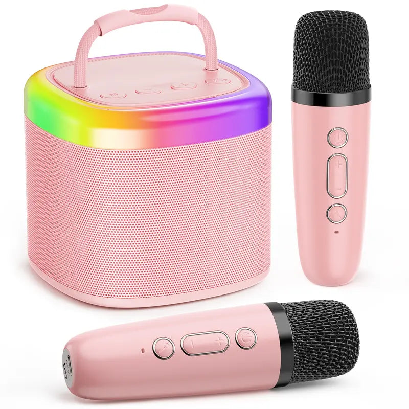 [100% Original] JYX D17 Mini Karaoke Machine Bluetooth Speaker with Wireless Microphones, Powerful Bass & RGB Lights | Portable KTV System for Summer Outdoor Parties, Family Fun & Gifts for Men and Women Mothersdaygift Summerwins Dealsforyoudays Tiktoksho