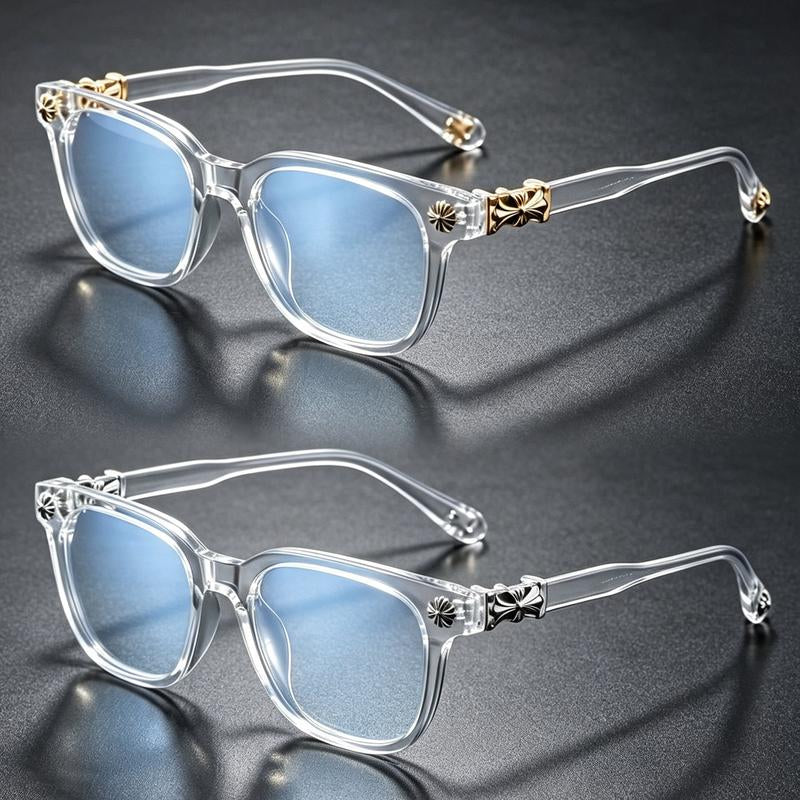 2Pas Retro Square Cross-Accent Unisex Blue Light Glasses, Anti-Blue-Light Eyewear for Office Computer Screen & Outdoor Daily Use