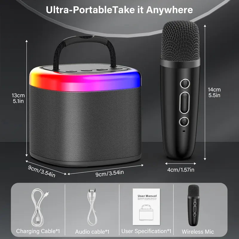 [100% Original] JYX D17 Mini Karaoke Machine Bluetooth Speaker with Wireless Microphones, Powerful Bass & RGB Lights | Portable KTV System for Summer Outdoor Parties, Family Fun & Gifts for Men and Women Mothersdaygift Summerwins Dealsforyoudays Tiktoksho