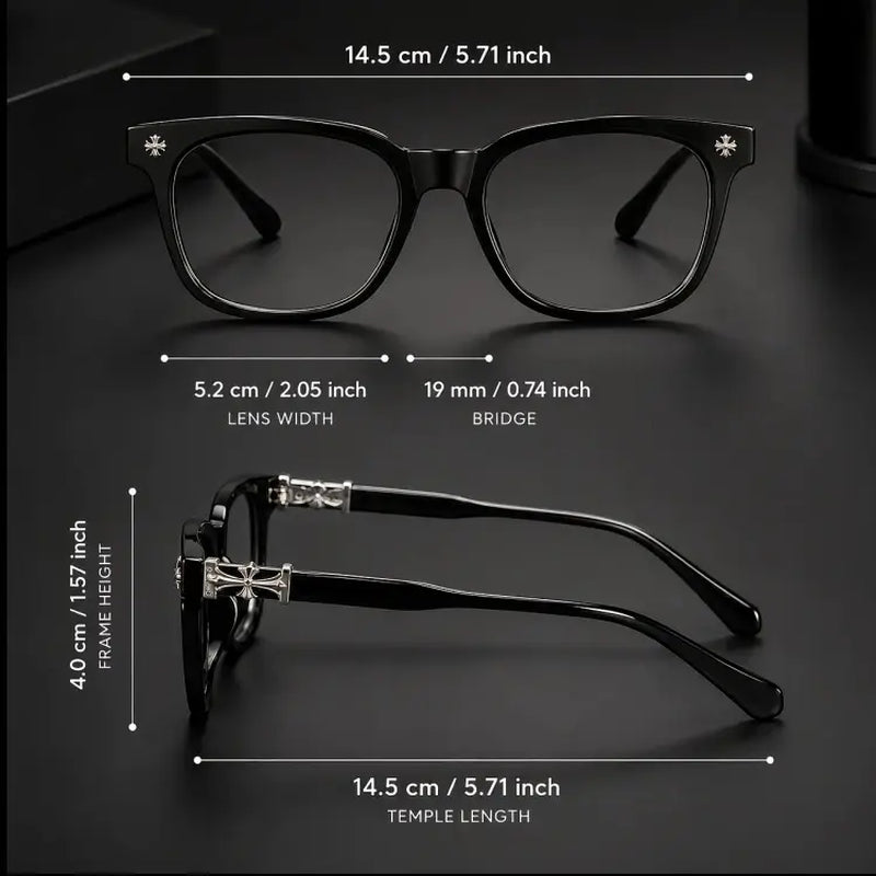 2Pas Retro Square Cross-Accent Unisex Blue Light Glasses, Anti-Blue-Light Eyewear for Office Computer Screen & Outdoor Daily Use